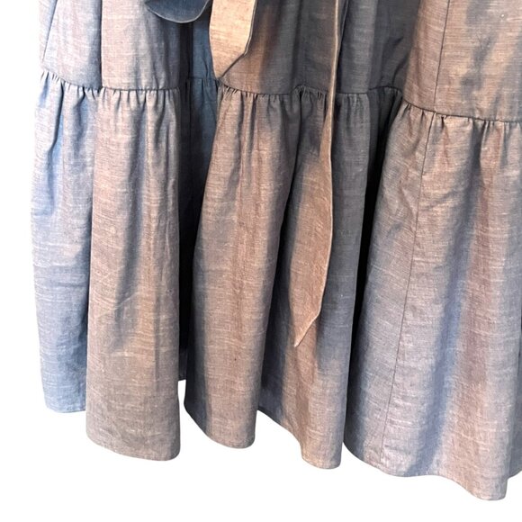 Calvin Klein Women’s Midi Belted Shirt Dress Short Sleeve Blue Chambray Sz 24W - Picture 5 of 9